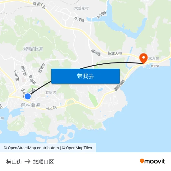 横山街 to 旅顺口区 map