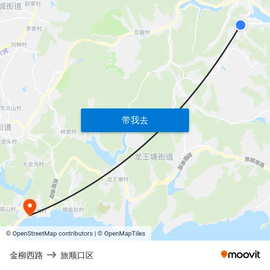 金柳西路 to 旅顺口区 map