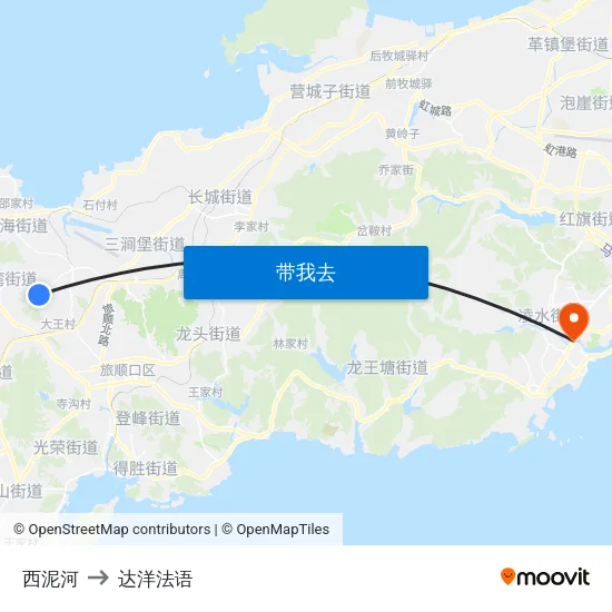 西泥河 to 达洋法语 map