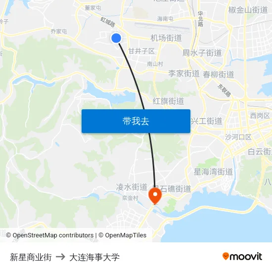 新星商业街 to 大连海事大学 map