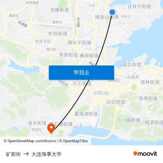 矿前街 to 大连海事大学 map