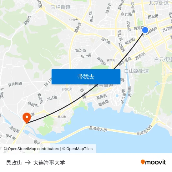 民政街 to 大连海事大学 map