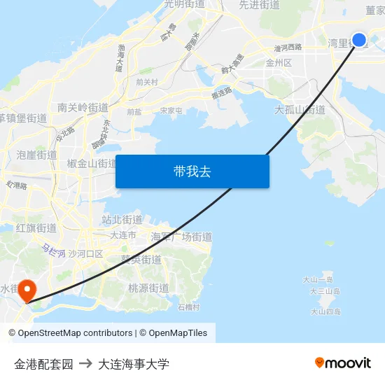 金港配套园 to 大连海事大学 map