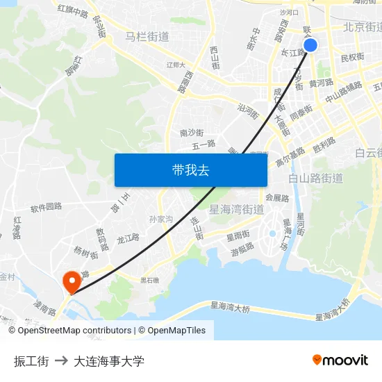 振工街 to 大连海事大学 map