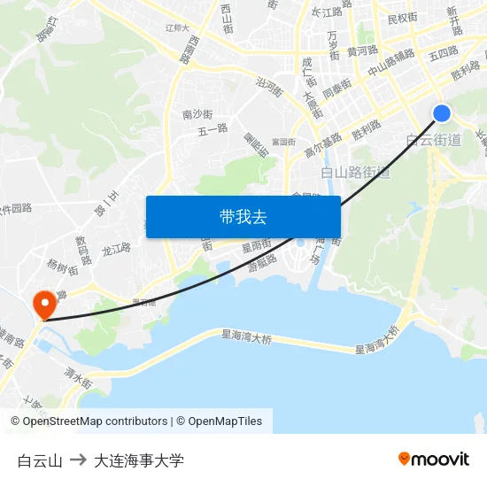 白云山 to 大连海事大学 map