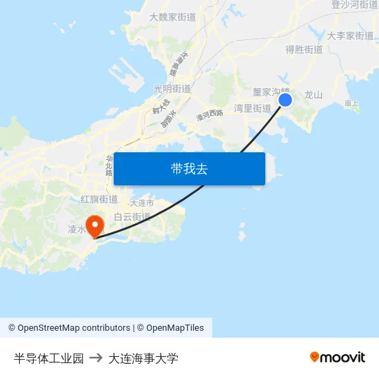 半导体工业园 to 大连海事大学 map