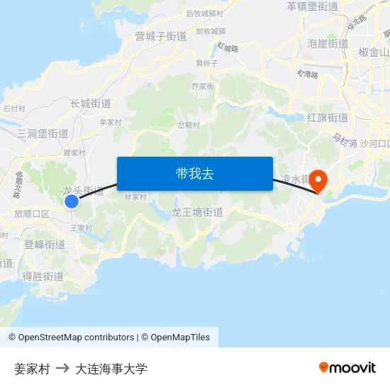 姜家村 to 大连海事大学 map