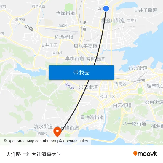 天洋路 to 大连海事大学 map