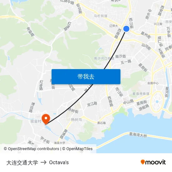 大连交通大学 to Octava's map