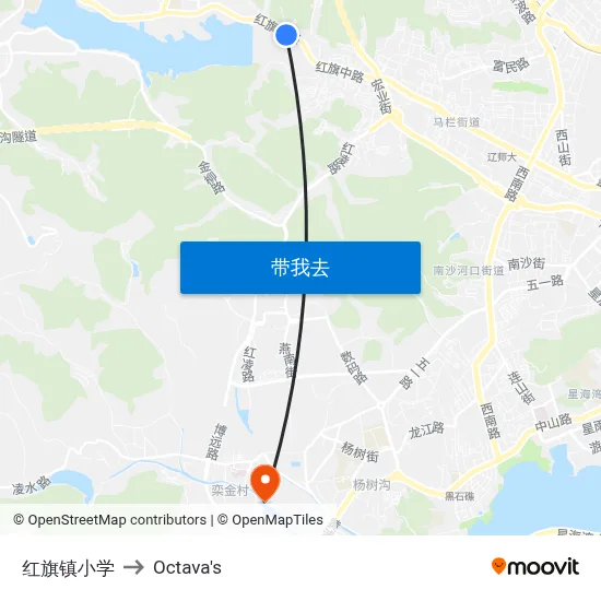红旗镇小学 to Octava's map