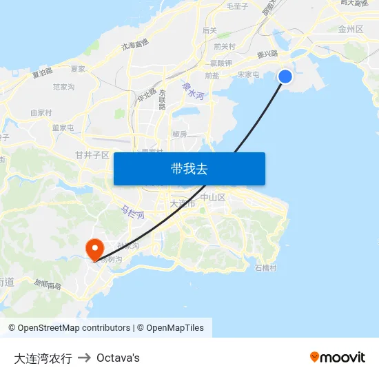 大连湾农行 to Octava's map