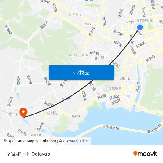 至诚街 to Octava's map