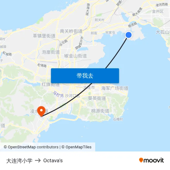 大连湾小学 to Octava's map