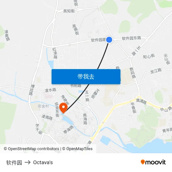 软件园 to Octava's map