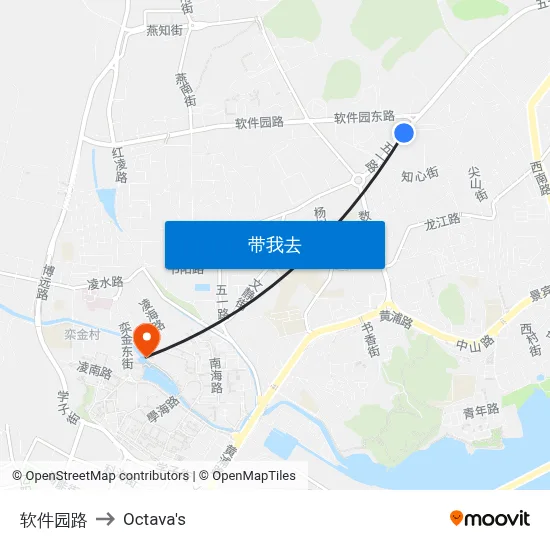 软件园路 to Octava's map