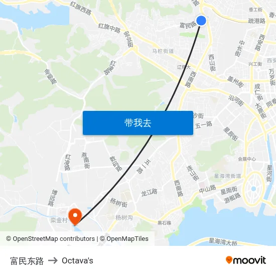 富民东路 to Octava's map