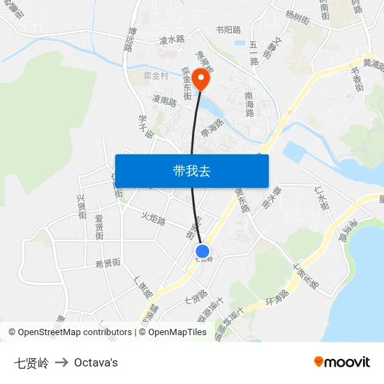 七贤岭 to Octava's map