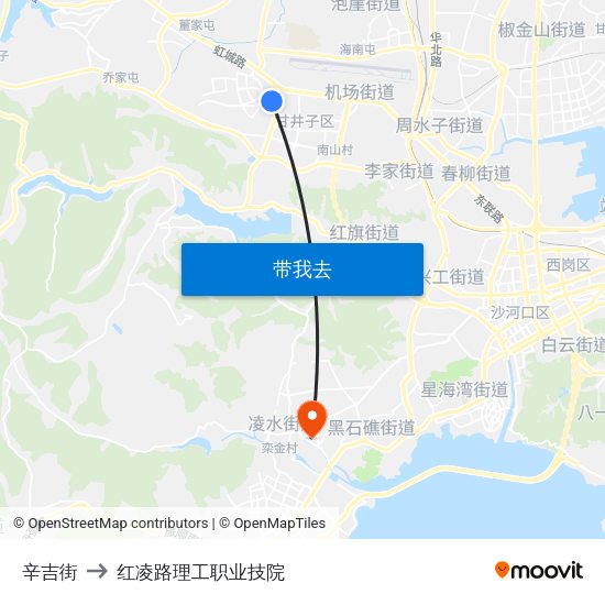 辛吉街 to 红凌路理工职业技院 map