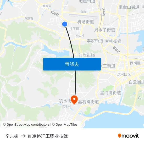 辛吉街 to 红凌路理工职业技院 map