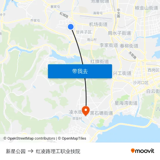 新星公园 to 红凌路理工职业技院 map