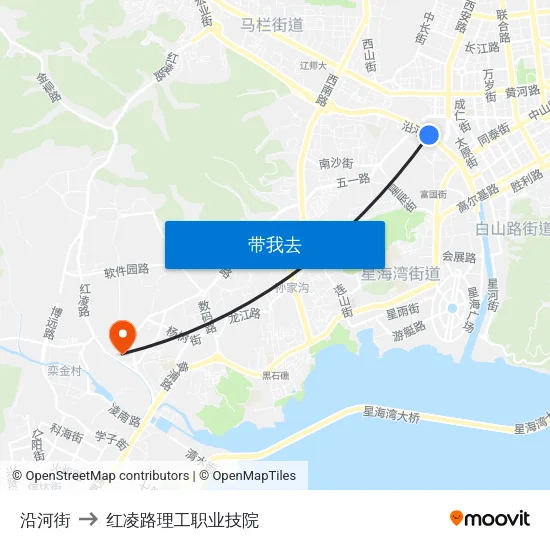 沿河街 to 红凌路理工职业技院 map