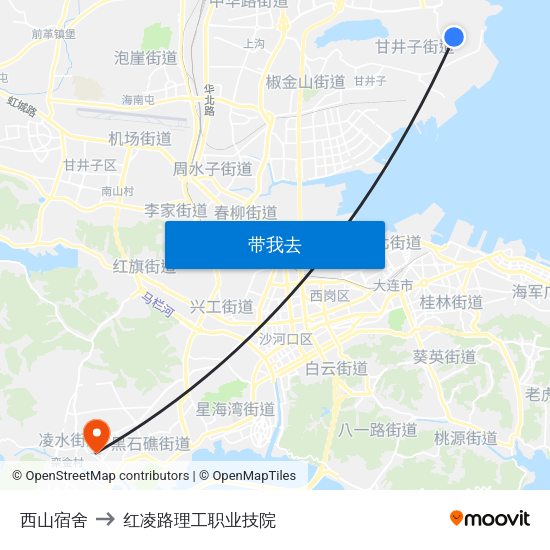 西山宿舍 to 红凌路理工职业技院 map