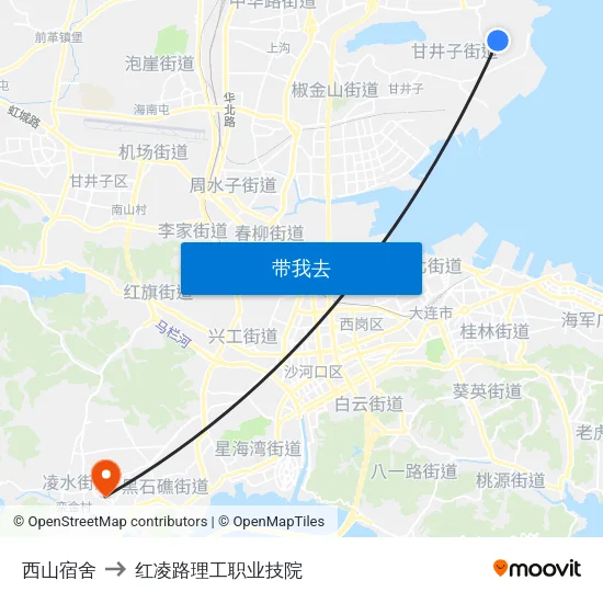 西山宿舍 to 红凌路理工职业技院 map