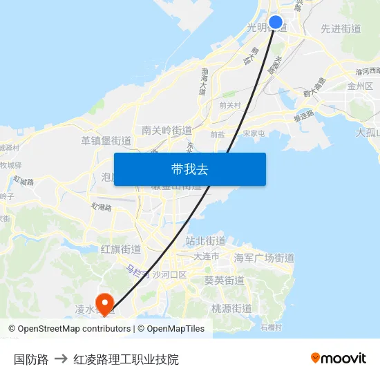 国防路 to 红凌路理工职业技院 map