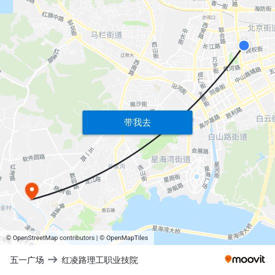 五一广场 to 红凌路理工职业技院 map
