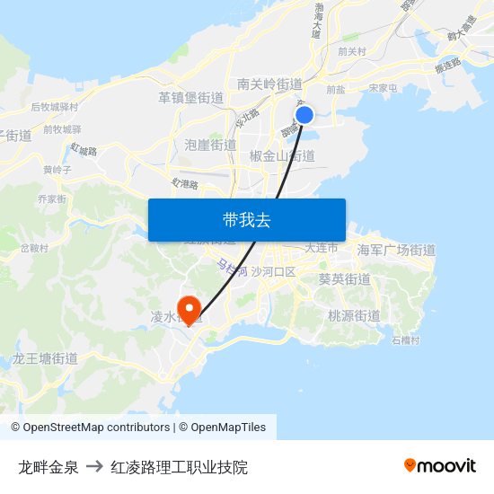 龙畔金泉 to 红凌路理工职业技院 map