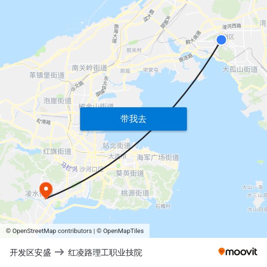 开发区安盛 to 红凌路理工职业技院 map