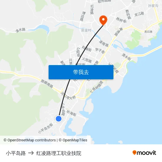 小平岛路 to 红凌路理工职业技院 map