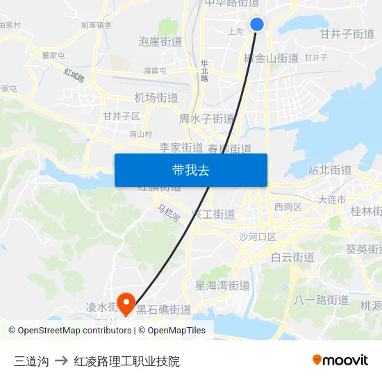 三道沟 to 红凌路理工职业技院 map