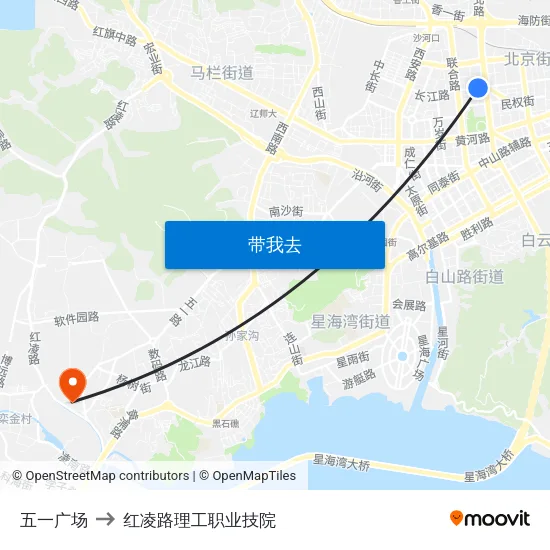 五一广场 to 红凌路理工职业技院 map