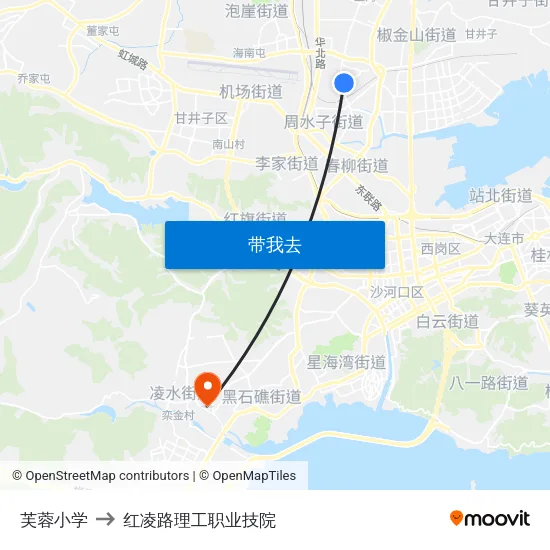 芙蓉小学 to 红凌路理工职业技院 map