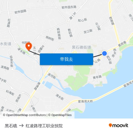 黑石礁 to 红凌路理工职业技院 map