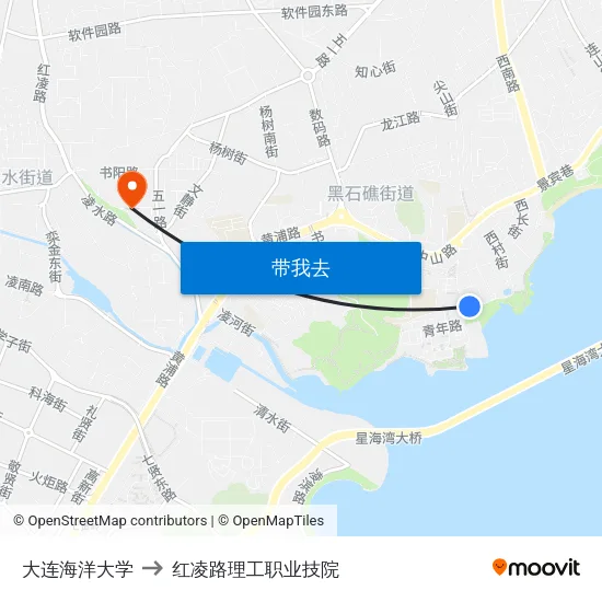 大连海洋大学 to 红凌路理工职业技院 map