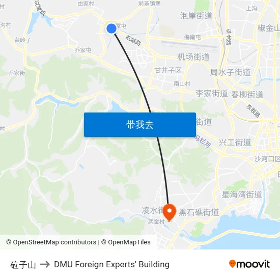 砬子山 to DMU Foreign Experts' Building map