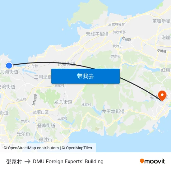 邵家村 to DMU Foreign Experts' Building map