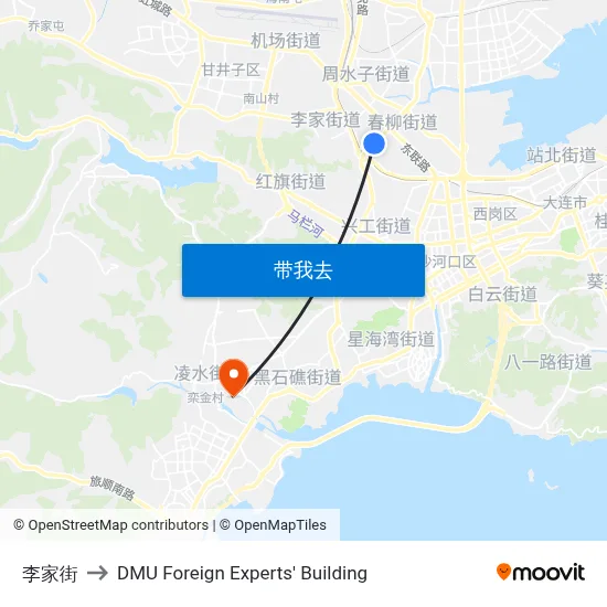 李家街 to DMU Foreign Experts' Building map