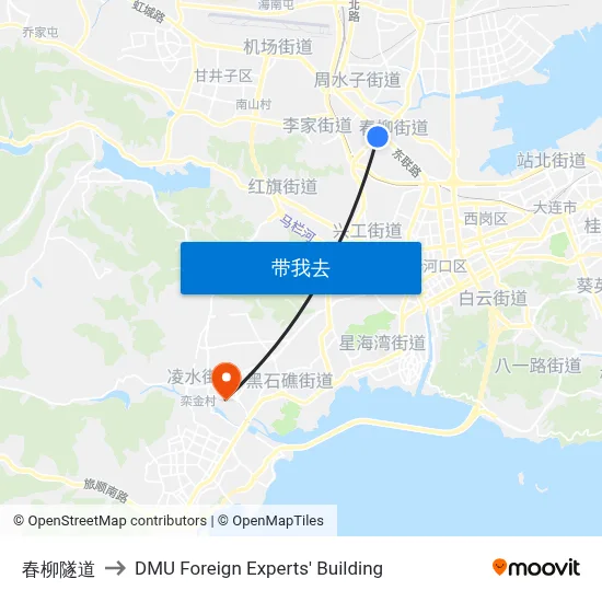 春柳隧道 to DMU Foreign Experts' Building map