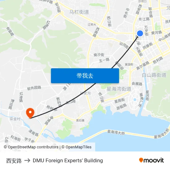 西安路 to DMU Foreign Experts' Building map