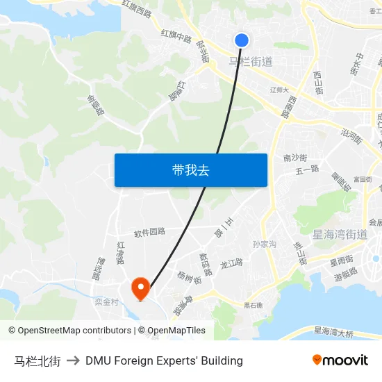 马栏北街 to DMU Foreign Experts' Building map