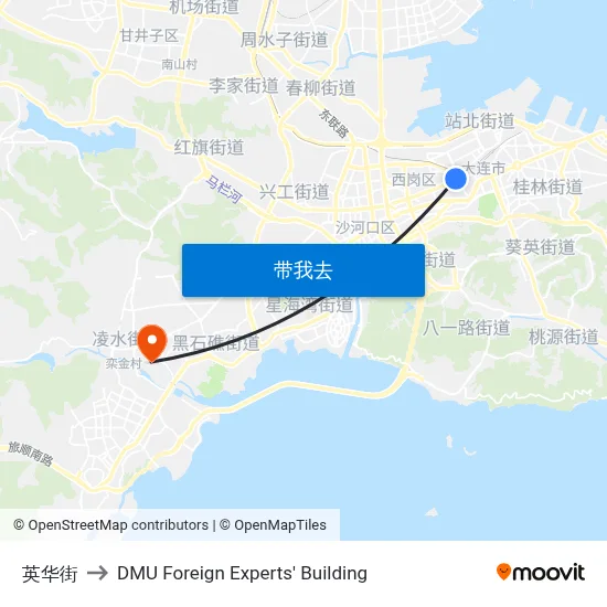 英华街 to DMU Foreign Experts' Building map