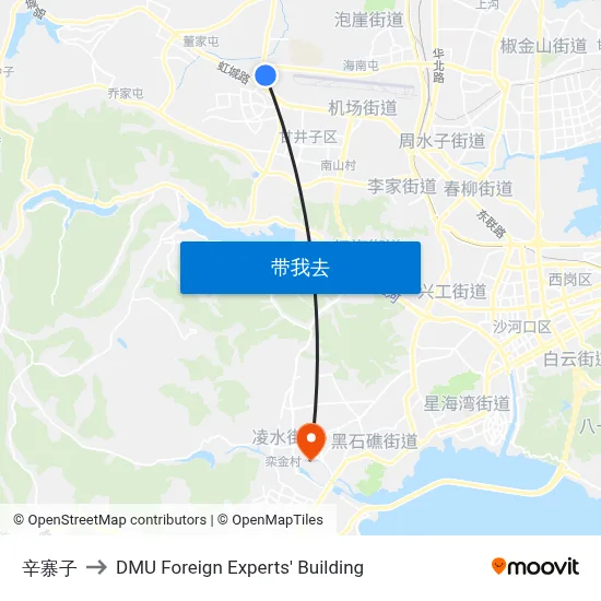 辛寨子 to DMU Foreign Experts' Building map