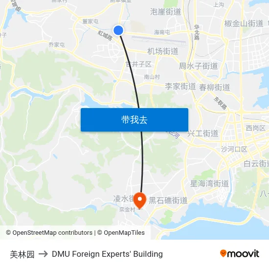 美林园 to DMU Foreign Experts' Building map