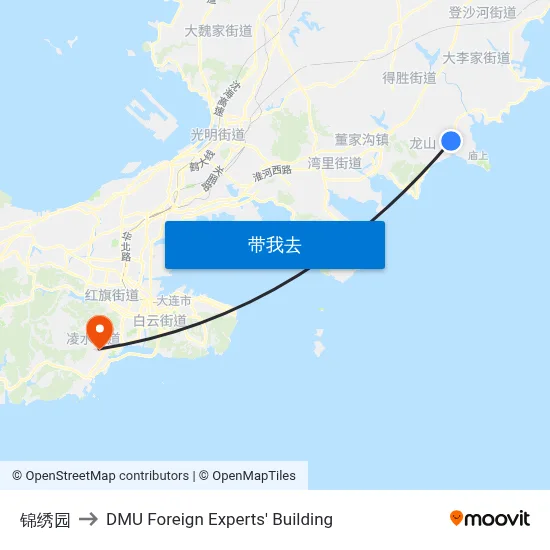 锦绣园 to DMU Foreign Experts' Building map