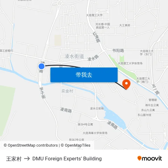 王家村 to DMU Foreign Experts' Building map
