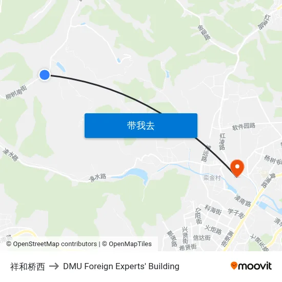 祥和桥西 to DMU Foreign Experts' Building map