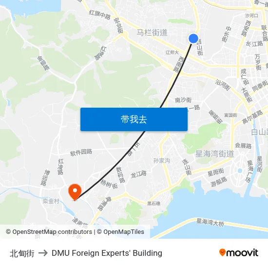 北甸街 to DMU Foreign Experts' Building map